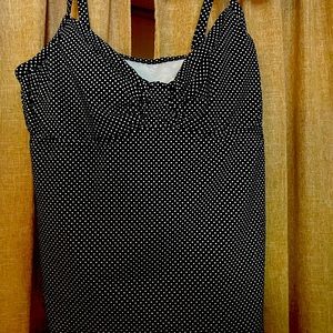 Lands’ End Black Polka Dot Tankini